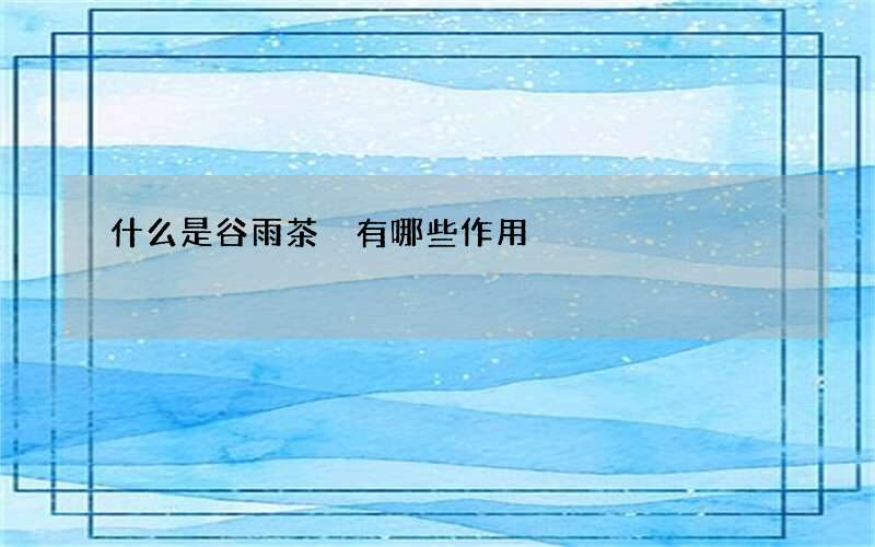 什么是谷雨茶 有哪些作用